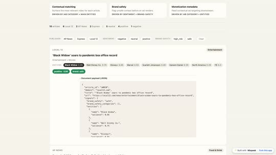 Contextual Page Signals: Scored Entities, Brand Safety, and IAB Categories from a URL